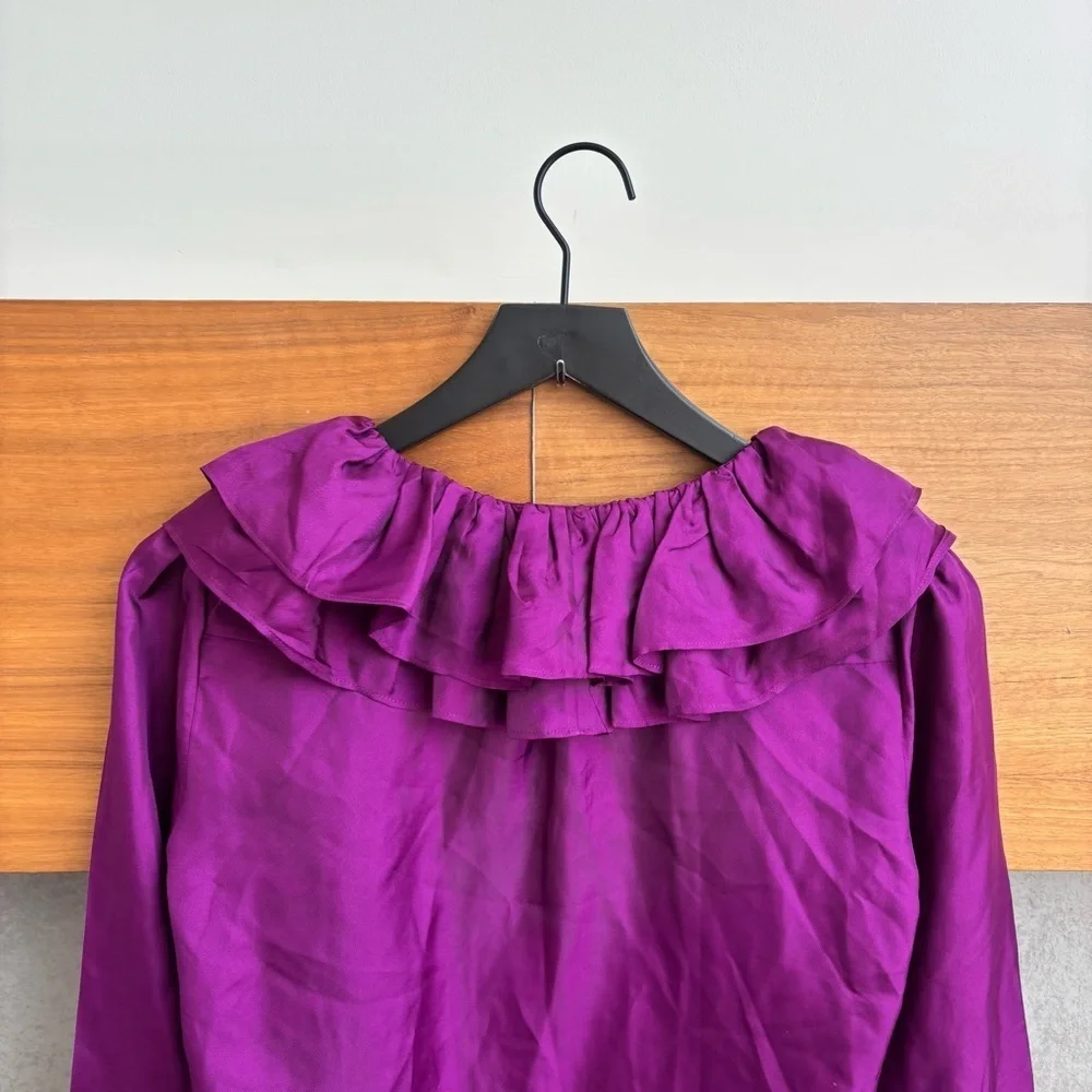 NWT J.Crew Collection silk twill ruffle-collar Blouse, Size XXS